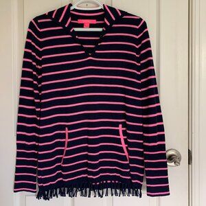 Lilly Pulitzer Crestwood Sweater, Pink/Navy Blue Maritime Stripe, Size XS EUC
